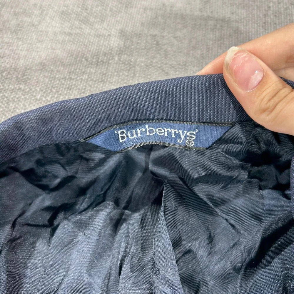 Burberrys Blazer Mens Navy Blue Good Super 100s Wool Vintage Sport Coat